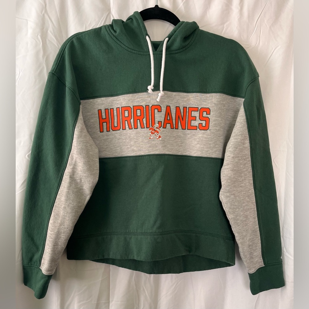 Fanatics NCAA Women's Miami Hurricanes Green Pullover Hoodie Size S
